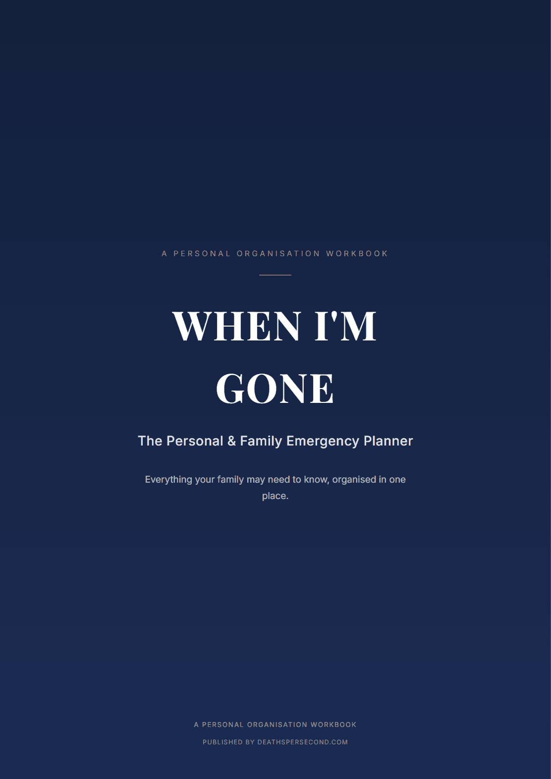 When I'm Gone planner cover page